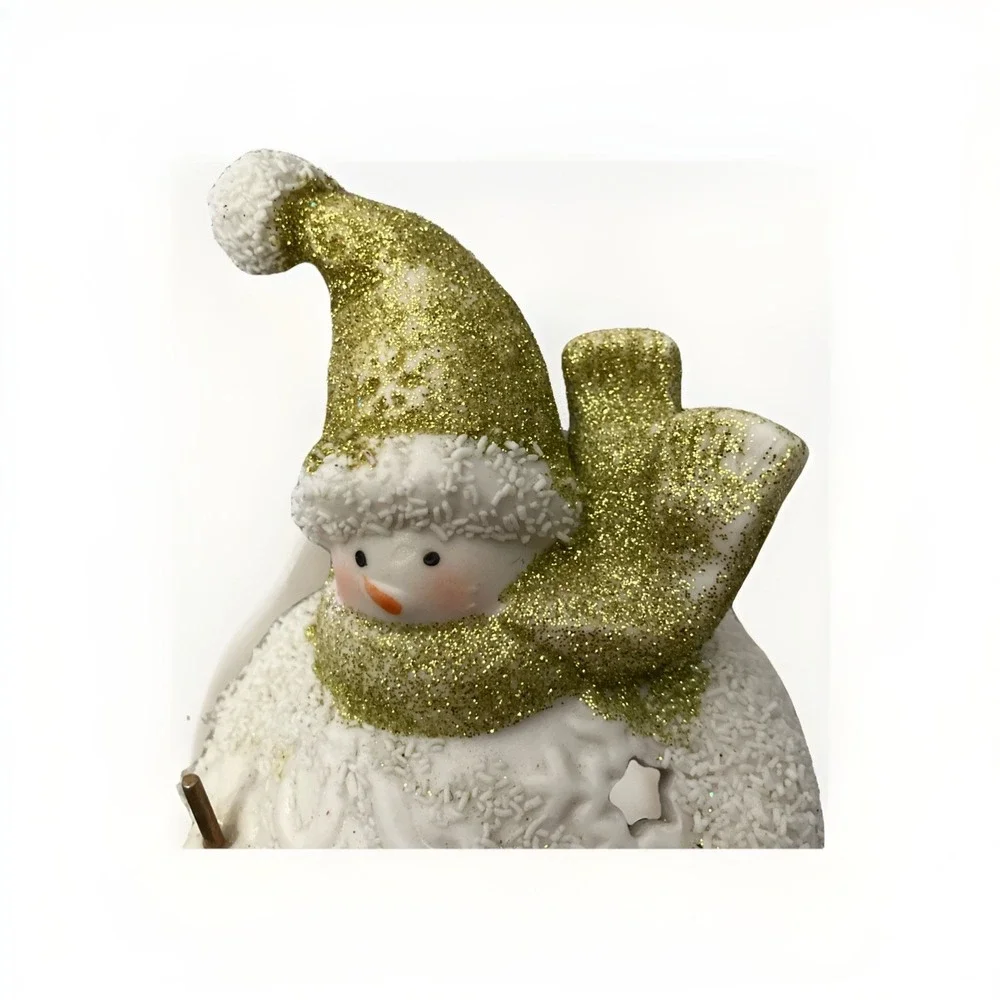 Yankee Candle Snowman Skier Poles Glitter Gold Stars Votive Tea Light Holder